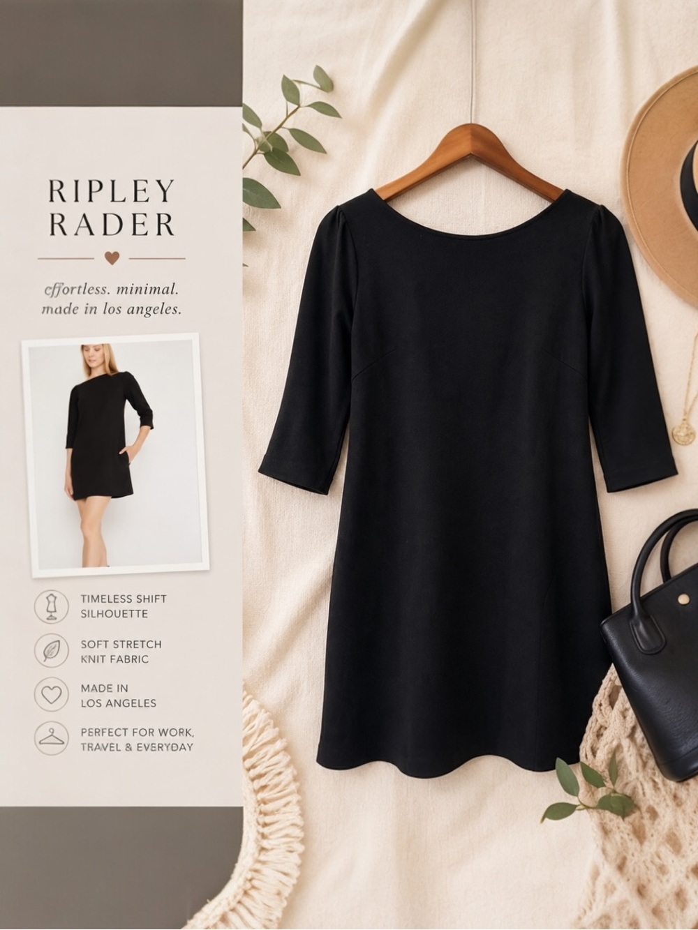 Ripley Rader LA  Ponte Knit Shift Mini Dress In Black Size 1/XS